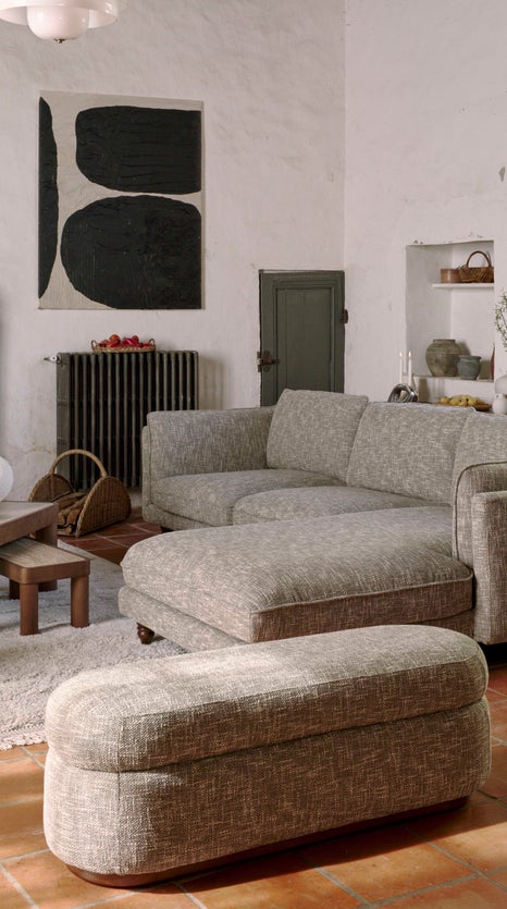 Inspiration COTTAGE Corner Sofas Left Grey / Brown Fabric / Wood