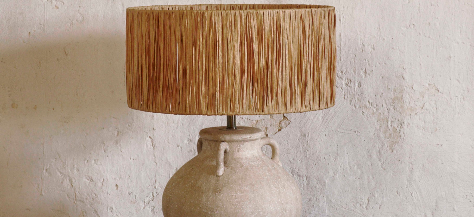 Inspiration POMPEI Lampes de table Beige Raphia / Ceramique