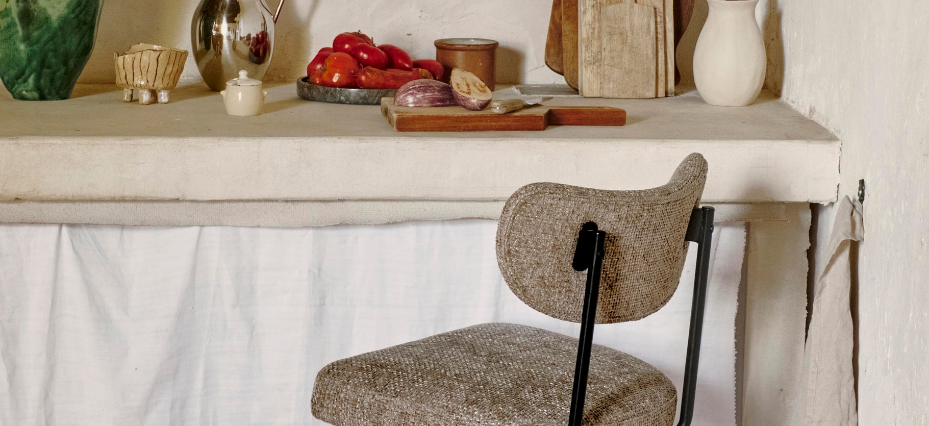 Inspiration JASPER Bar Stools Taupe / Black Tweed / Metal