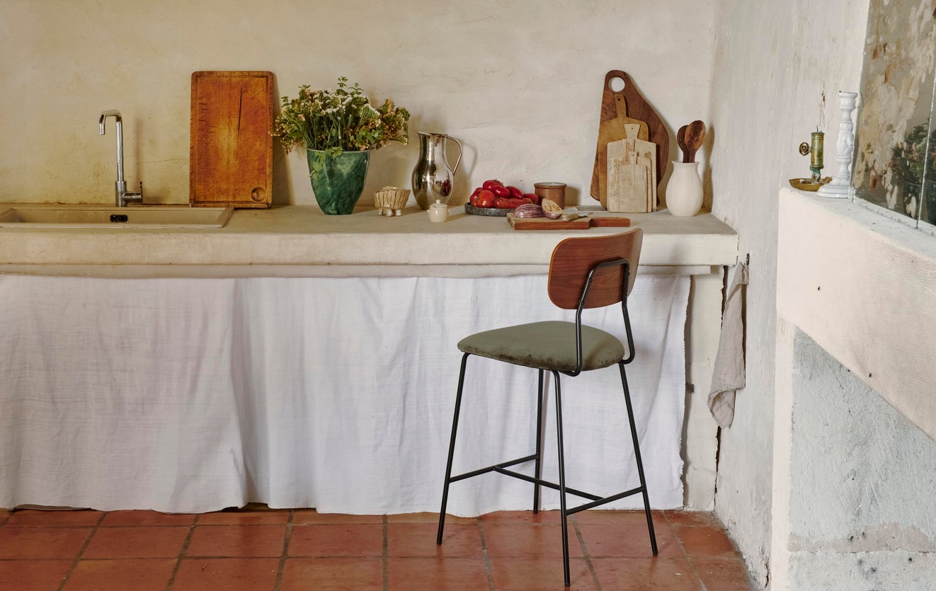 Inspiration EERO Bar Stools Green  Brown / Black Velvet / Metal / Wood