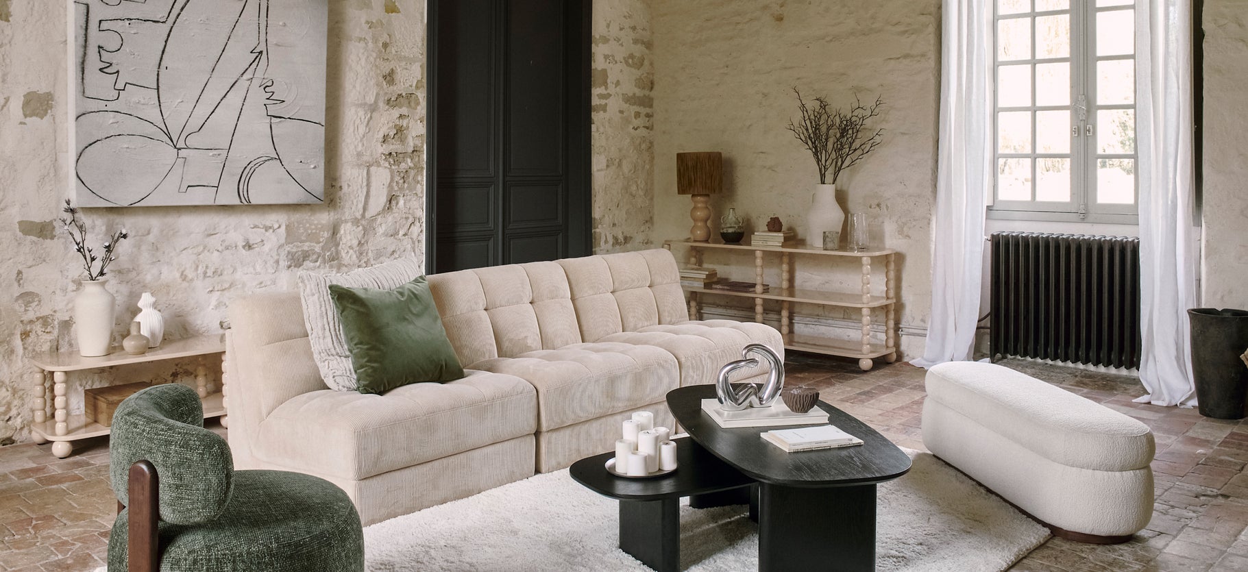 Inspiration PAUL Modular sofas White Velvet / Wood