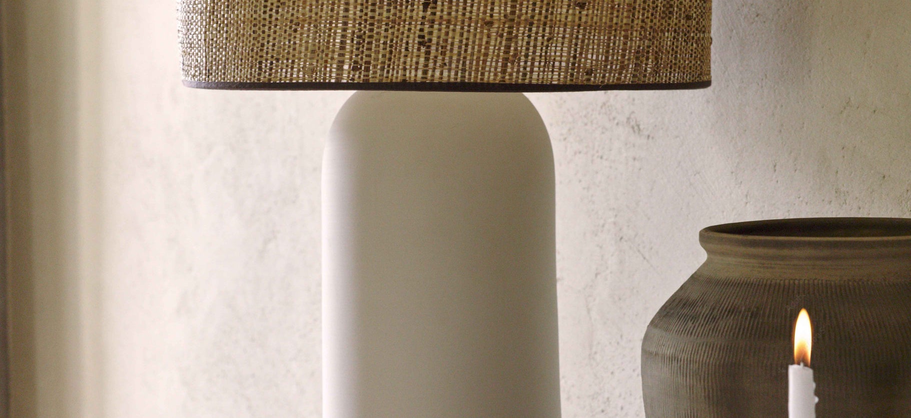 Inspiration Agape Lampes de table Blanc / Beige Céramique / Raphia
