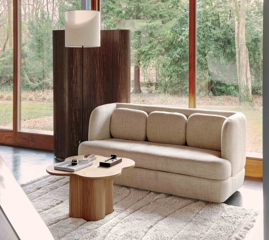 Inspiration MILANO Sofas mit 3 und mehr Sitzplätzen Beige Tweed /Holz