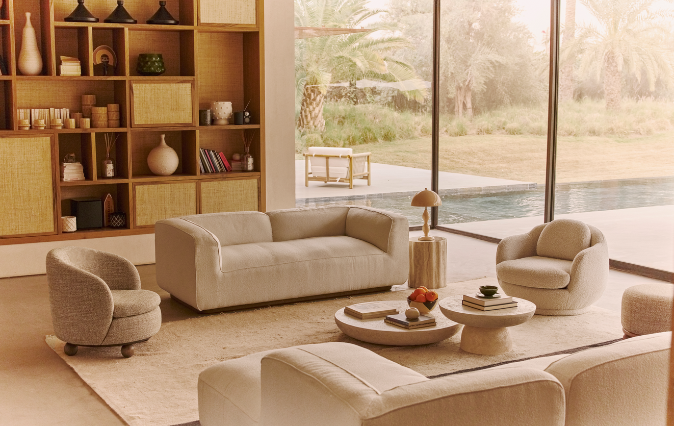 Inspiration ESVEDRA + EIVISSA Couchtische Beige Fiberglas