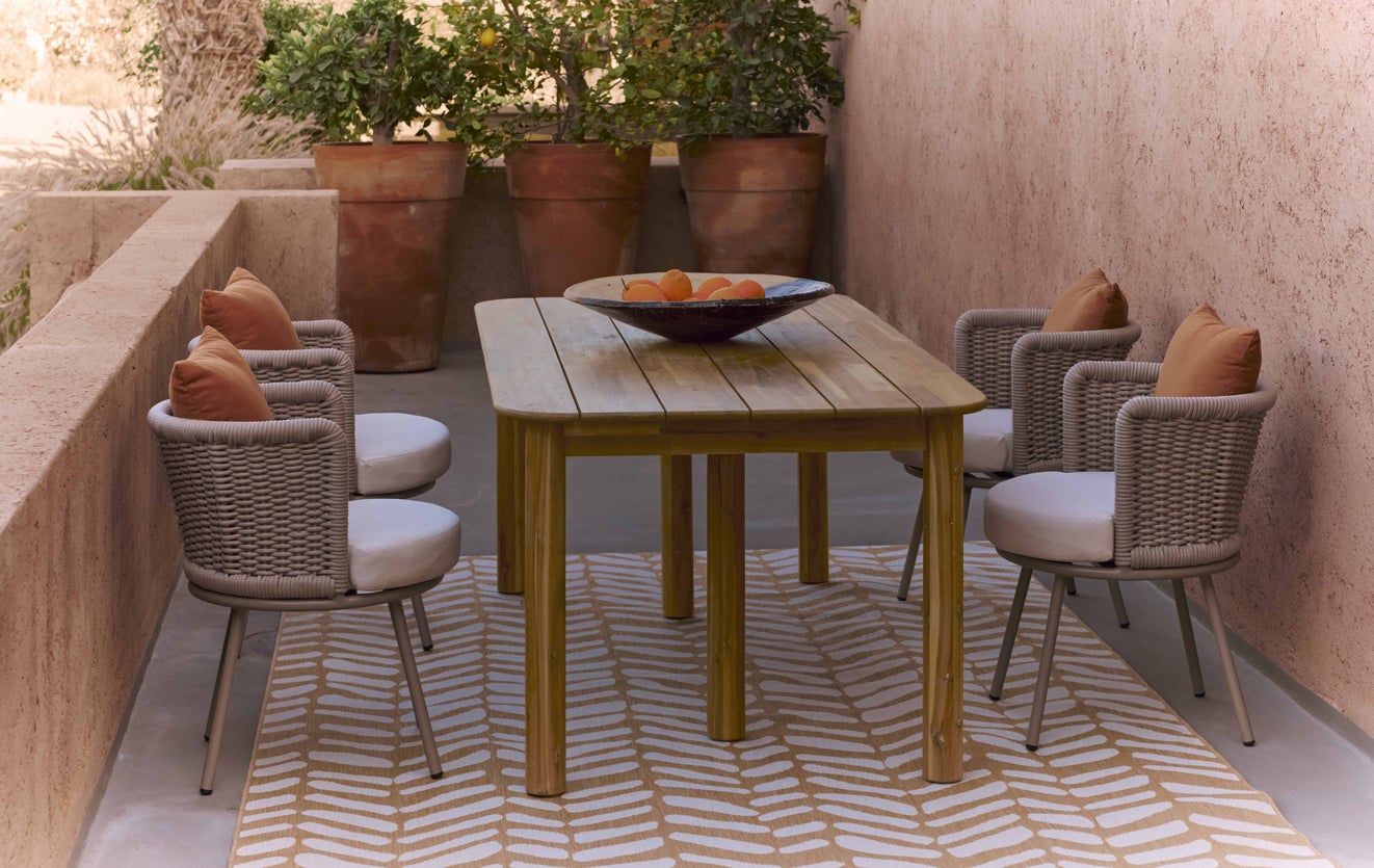 Inspiration FLORENTINO + DARY Tables à manger de jardin Blanc / Terracotta / Taupe Metal / Bois