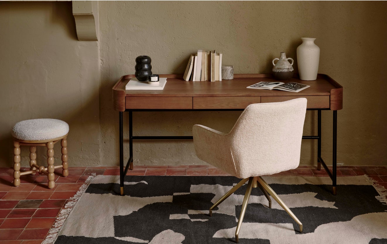 Inspiration KINGSCROSS + JEFFREY Bureaux Jaune / Marron Tweed / Bois