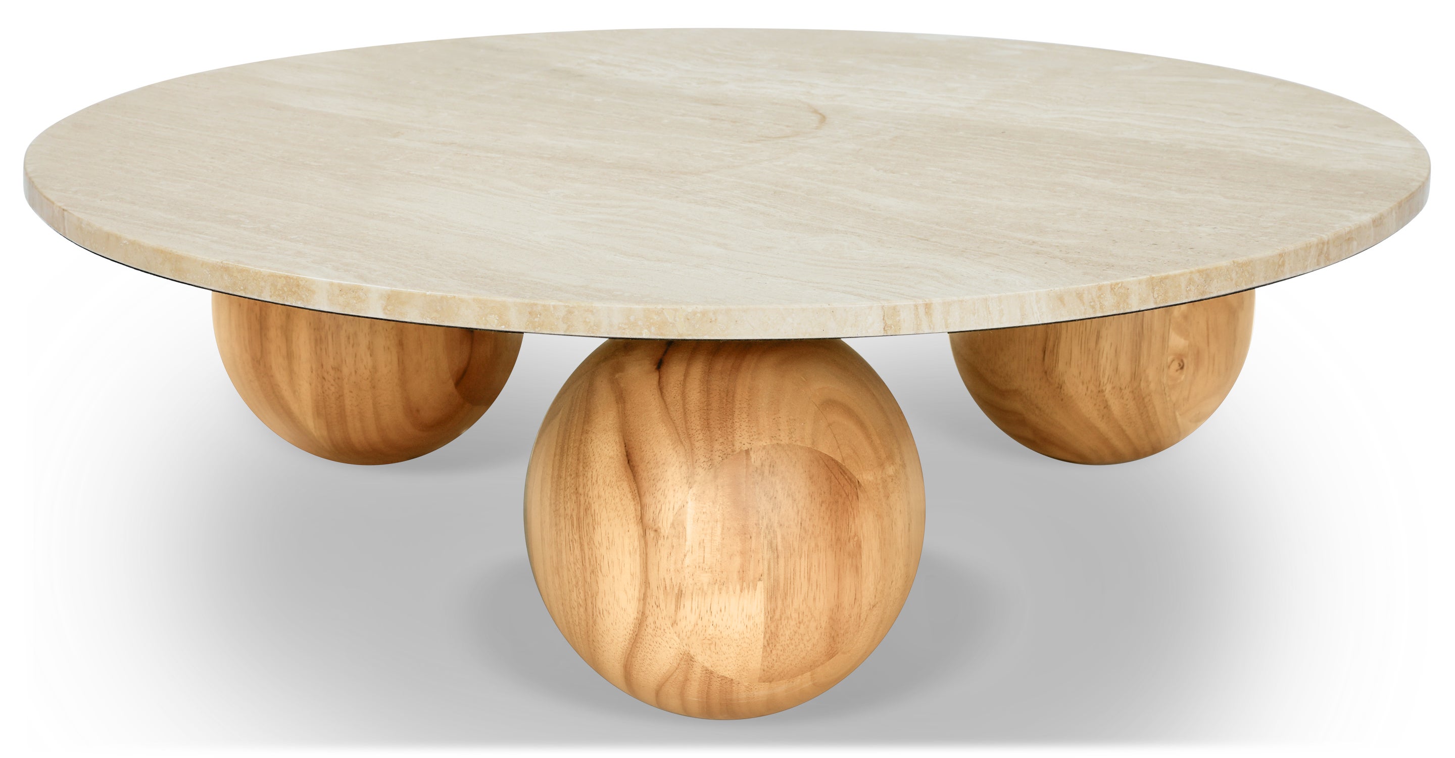 Table basse GINA travertin waterproof & bois blond - NV Gallery