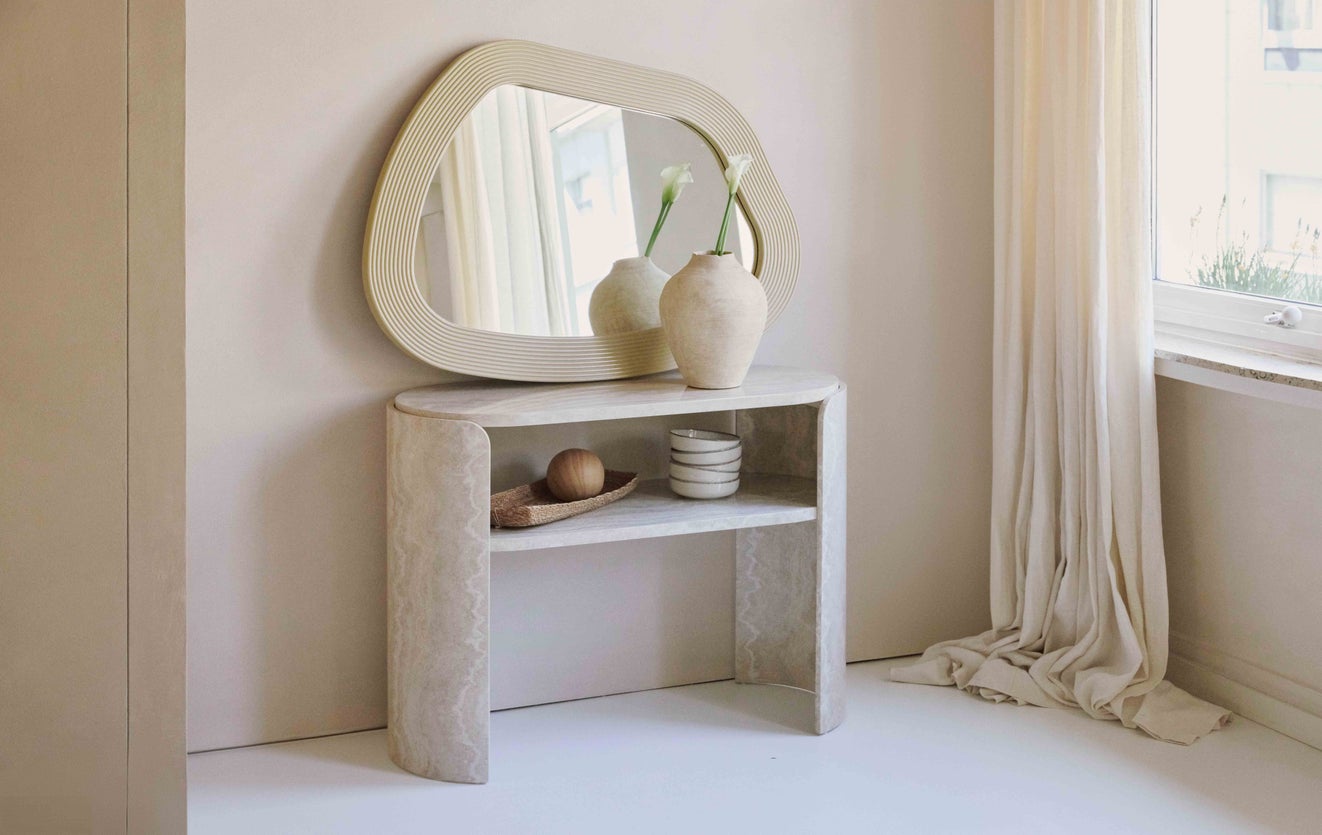 Inspiration GEORGY + ELIPSE Consoles Beige Bois / Travertin