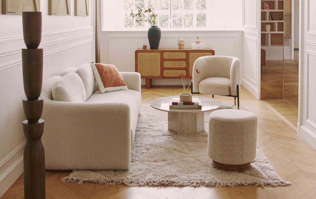 Inspiration PIGNETO Sgabelli & pouf Beige Tweed / Legno