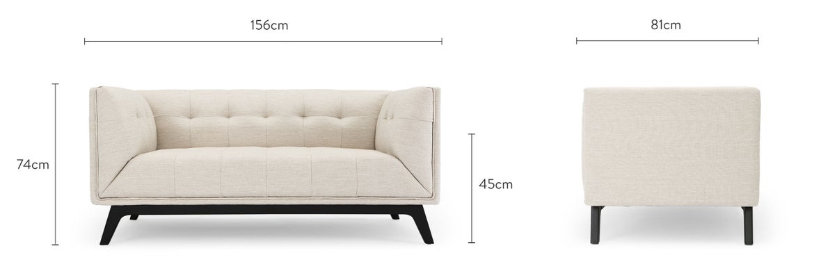 BRICK LANE 2-Sitzer Sofas Beige / Schwarz Stoff / Holz Dimensions
