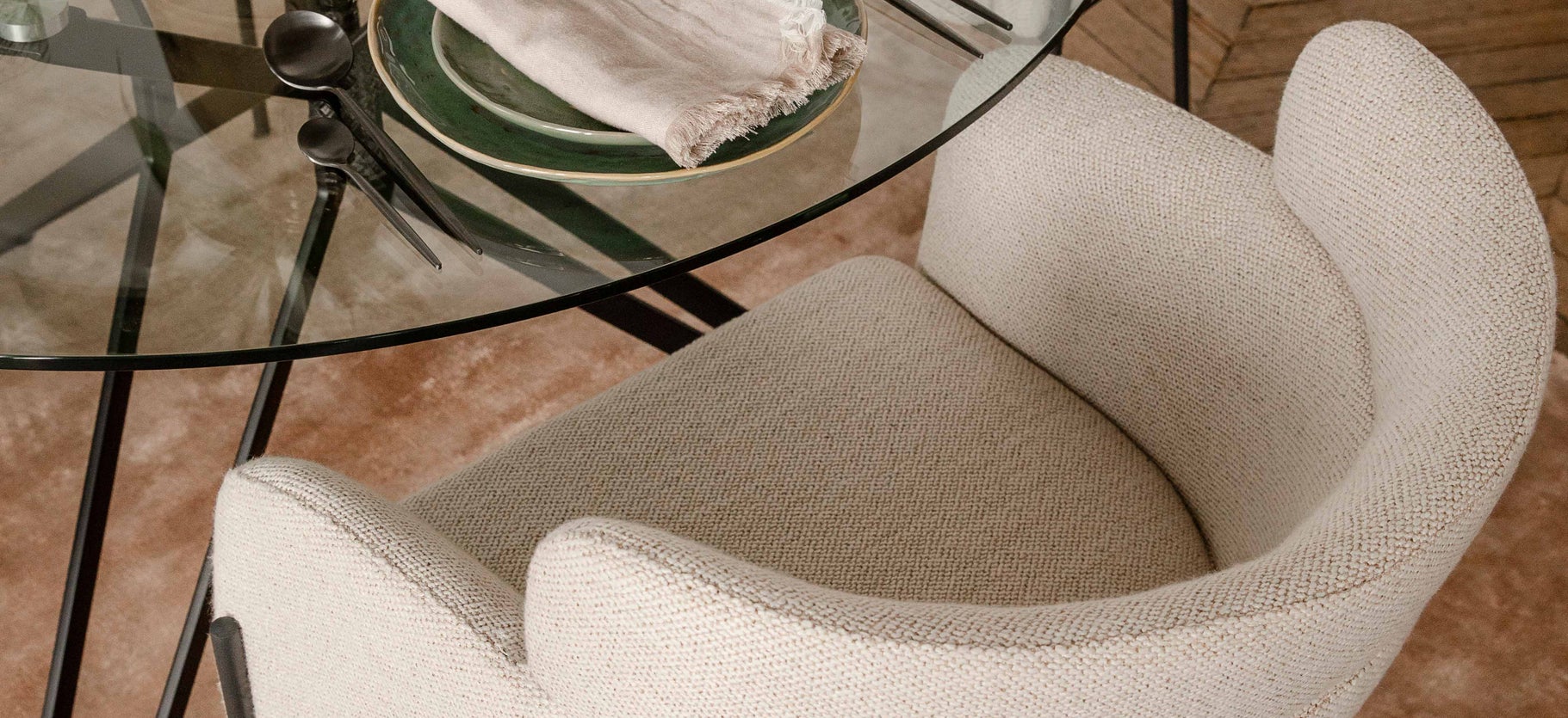 Inspiration BARON Esszimmerstühle Sand Beige & Schwarzer Edelstahl