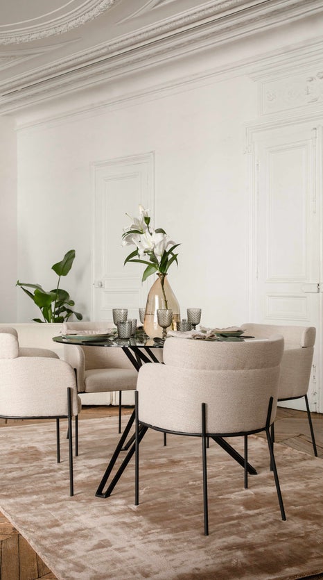 Inspiration BARON Dining chairs Beige sable & Acier noir 