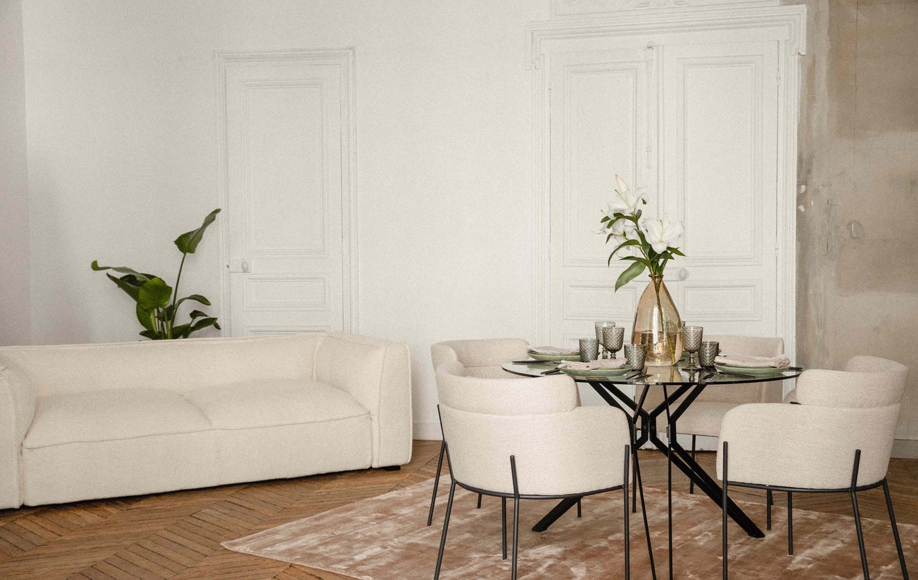 Inspiration BARON Chaises de salle à manger Beige sable & Acier noir