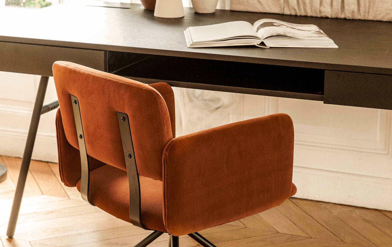 Inspiration BROOKES Office Chairs Brown / Black Velvet / Metal