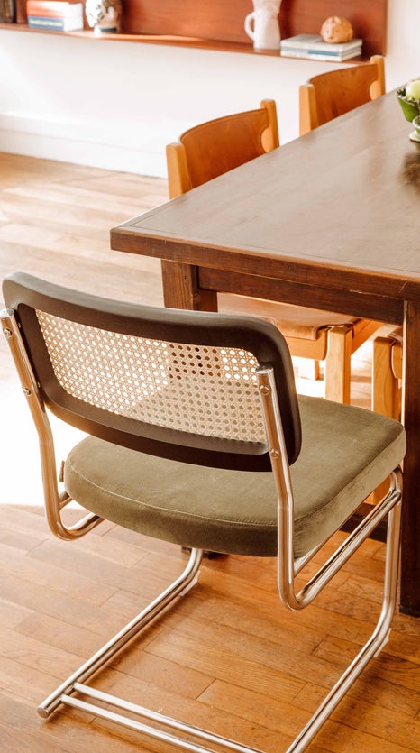 Inspiration Uberto Chaises de salle à manger Vert / Noir / Argent Velours / Métal / Bois