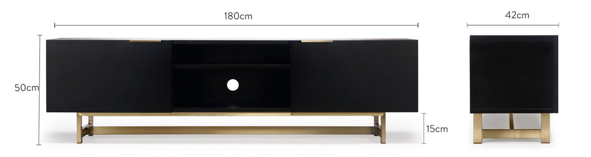 STARK Meubles TV Noir Bois / Acier Dimensions