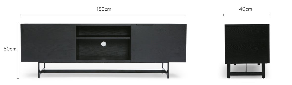 STARK Meubles TV Noir Bois / Acier Dimensions