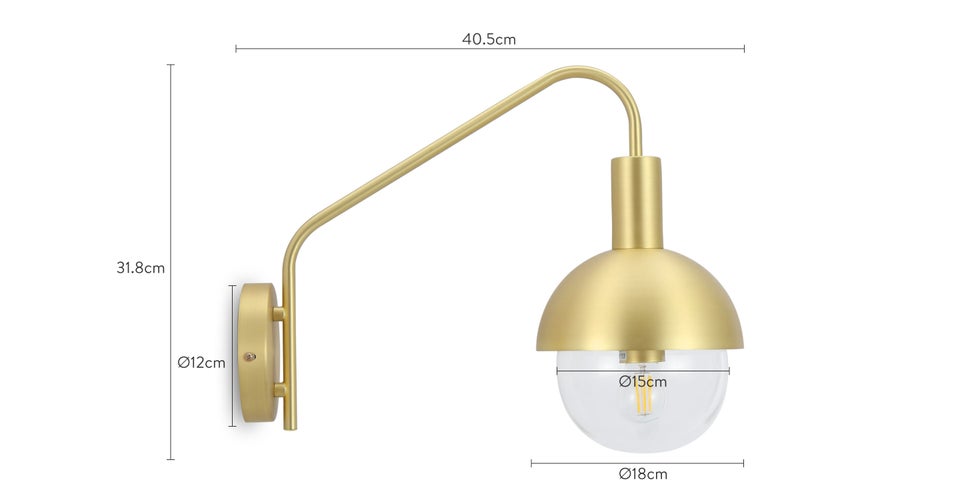 AVIATOR Wandleuchten Gold Glas / Metall Dimensions