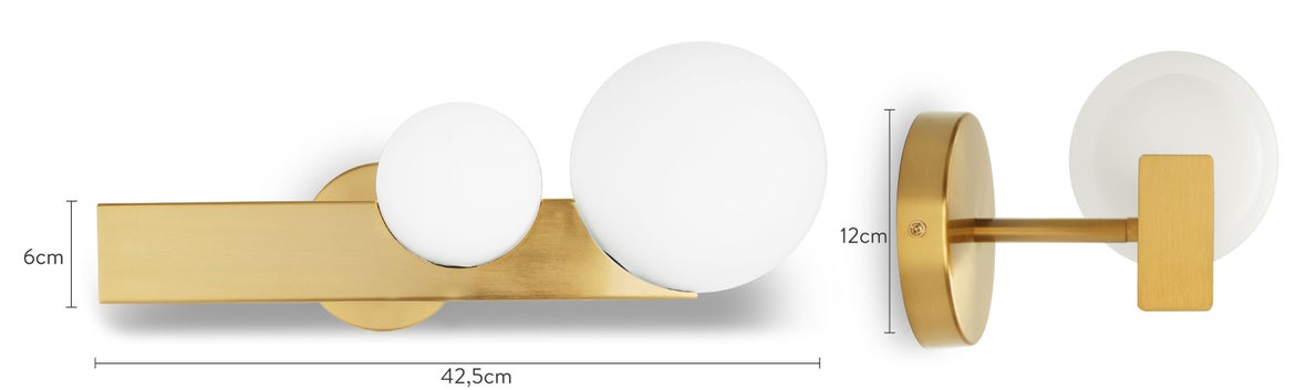 INSPECTOR Wandleuchten Weiß / Gold Glas / Metall Dimensions