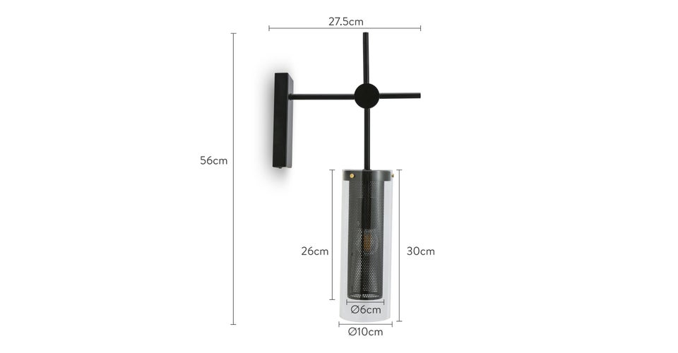 LIBERTY Wandleuchten Schwarz Glas / Metall Dimensions