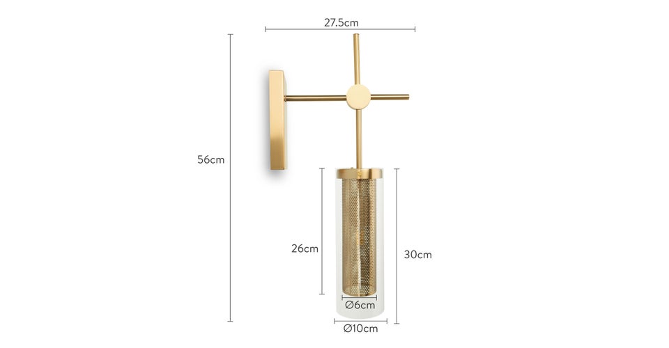 LIBERTY Wandleuchten Gold Glas / Metall Dimensions