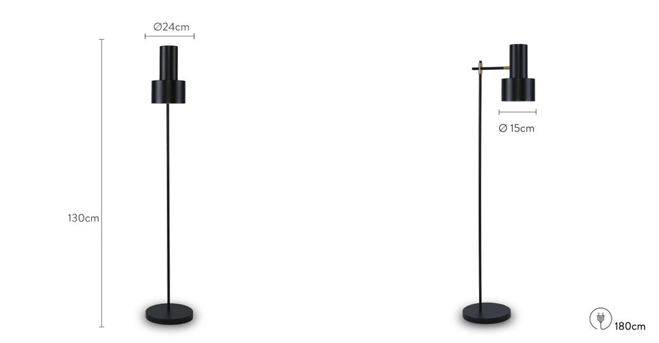 DOUBLESHOT Lampadaires Noir Métal Dimensions