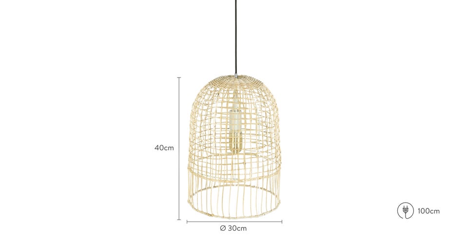 BAZAAR Suspensions Beige Rotin Dimensions