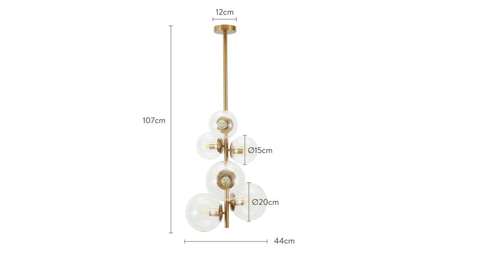 BRUTUS CLAY Suspensions Doré Verre / Laiton Dimensions