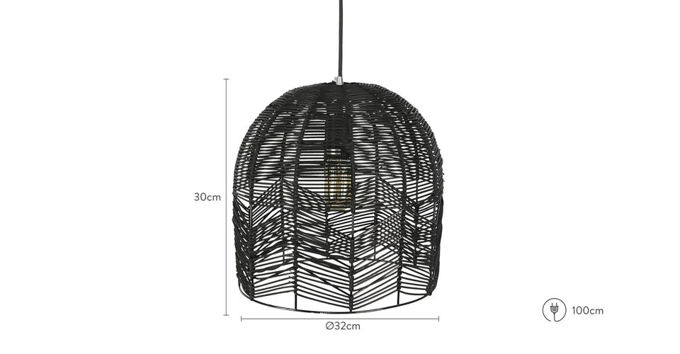 CARA Pendelleuchten Schwarz Rattan Dimensions