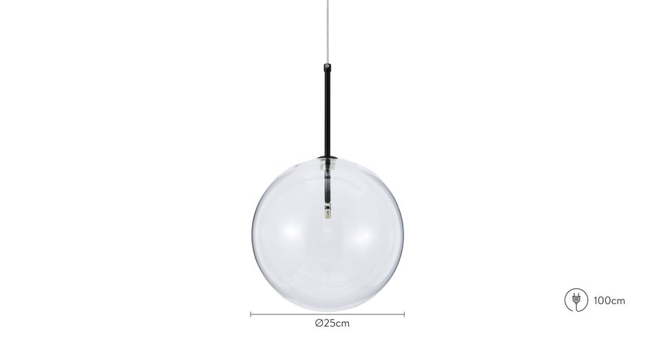 HELIOTROPE Pendelleuchten Schwarz Metall / Glas Dimensions