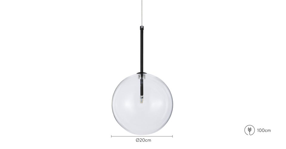 HELIOTROPE Pendelleuchten Schwarz Metall / Glas Dimensions