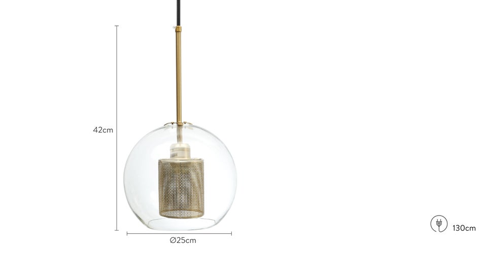 OBSIDIAN Pendant lamps Doré Laiton / Verre Dimensions