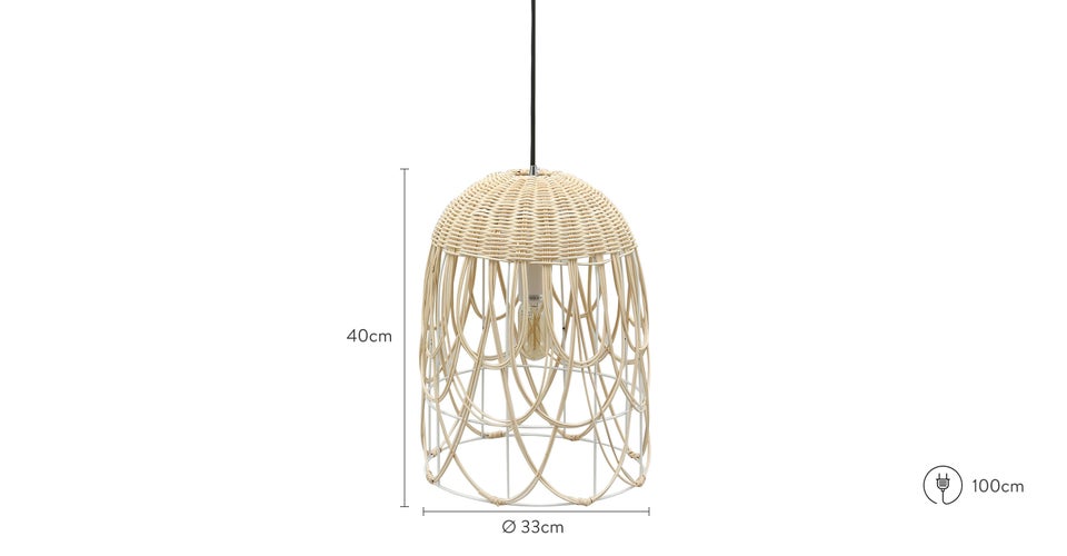 ZAHARA Suspensions Beige Rotin Dimensions