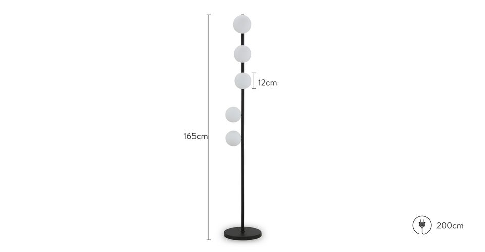 ANTHEA Lampadaires Noir Métal Dimensions
