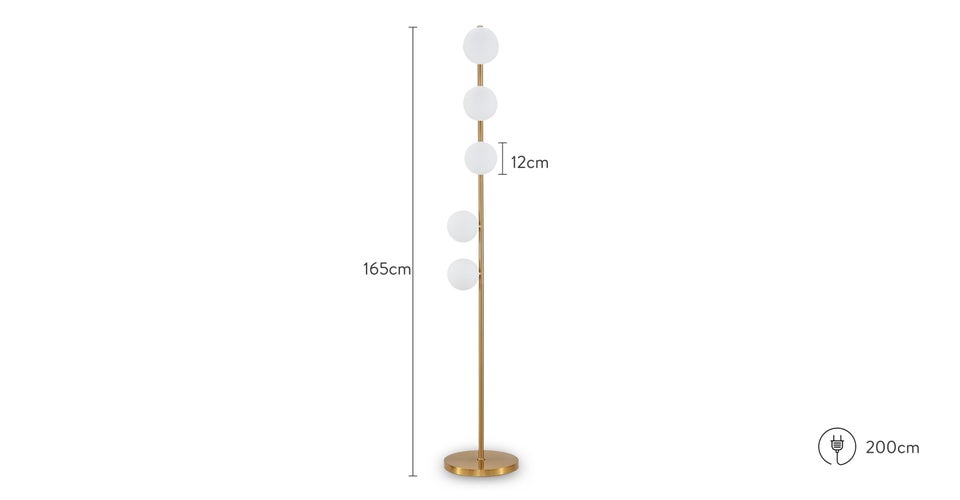 ANTHEA Lampadaires Doré Verre / Laiton Dimensions