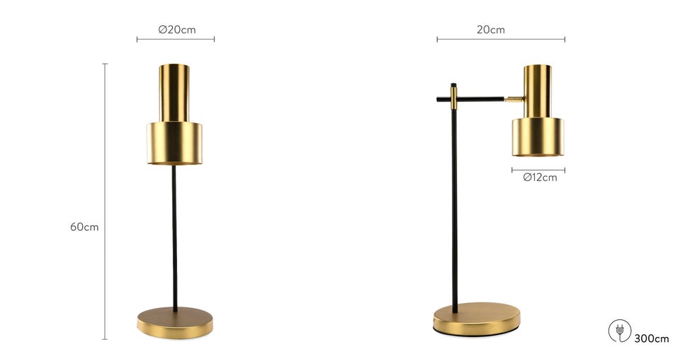 DOUBLESHOT Lampes de table Doré Laiton Dimensions