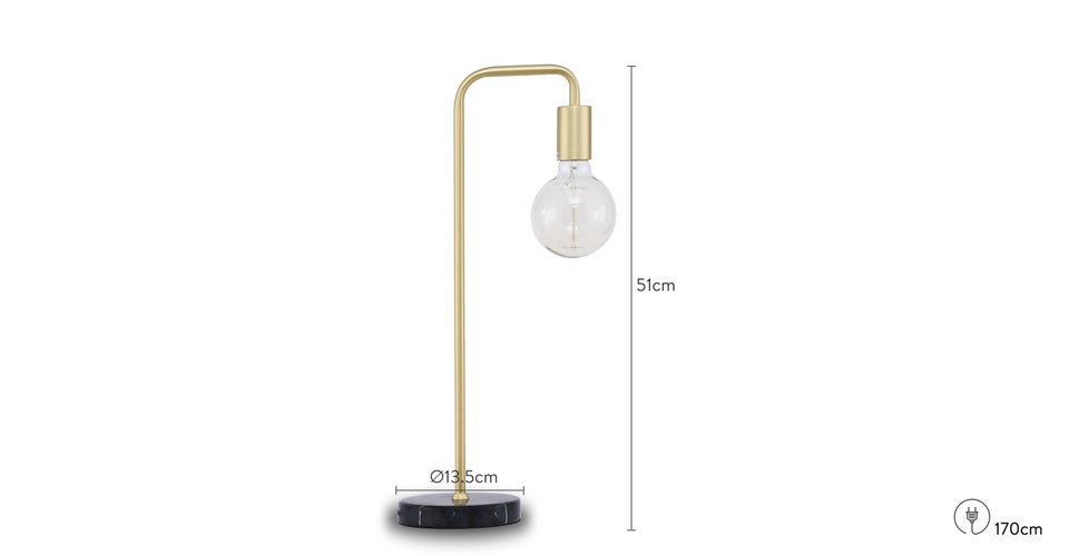 FLAMINGO Tischlampen Gold / Schwarz Metall / Marmor Dimensions