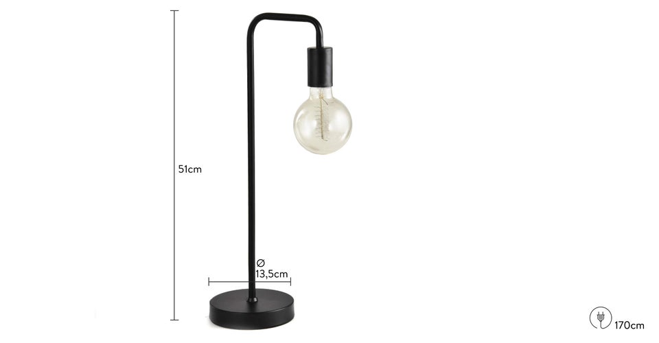 FLAMINGO Lampes de table Noir Métal Dimensions