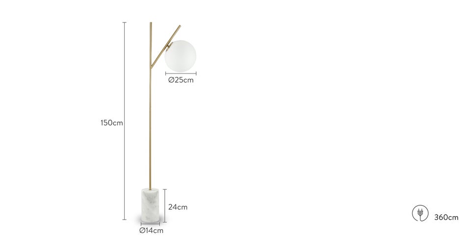 OPALE Lampadaires Doré Laiton Dimensions