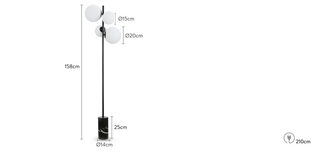 SKULL Floor lamps Black Marble Dimensions
