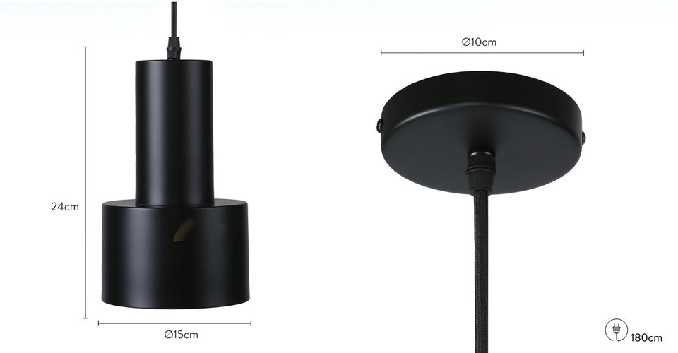 DOUBLESHOT Pendelleuchten Schwarz Metall Dimensions