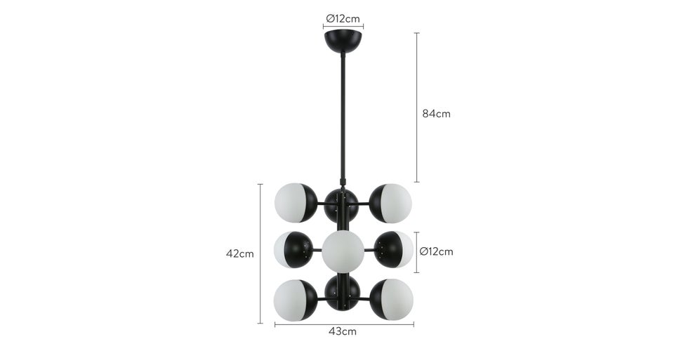 GOLDENEYE Pendelleuchten Schwarz, Weiß Edelstahl, Glas Dimensions