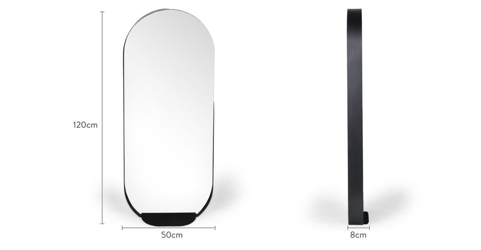CURVE Miroirs Noir Verre / Metal Dimensions
