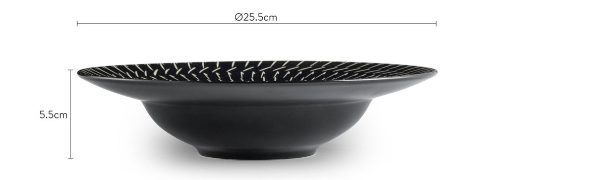 DAARIO Teller Schwarz Keramik Dimensions