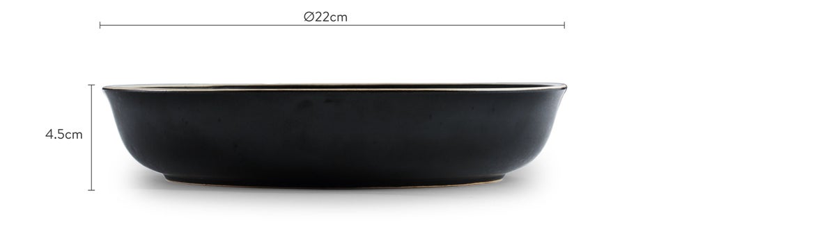 NAHARIS Teller Schwarz Keramik Dimensions