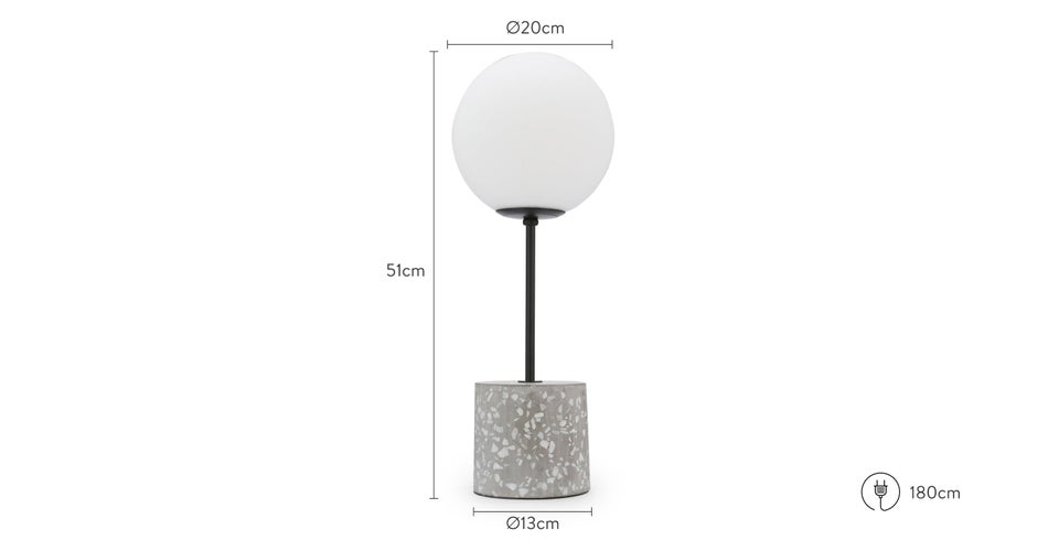 POPSICLE Table lamps Gris / Noir Terrazzo / Acier Dimensions
