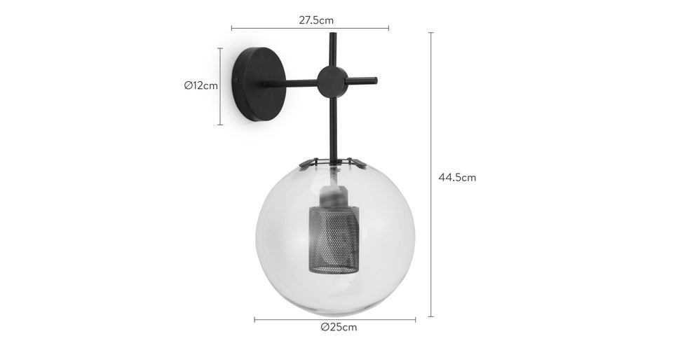 OBSIDIAN Appliques murales Noir Verre / Acier Dimensions